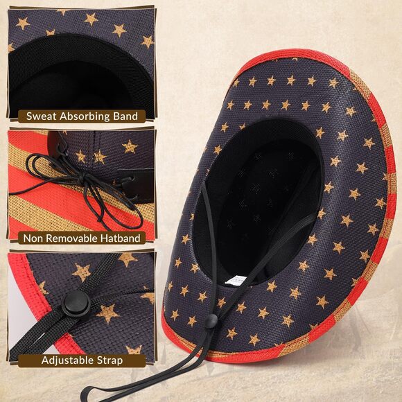 1246 American Flag Cowboy Hat For Men Women Usa Hat Wide Brim Breathable main image 5